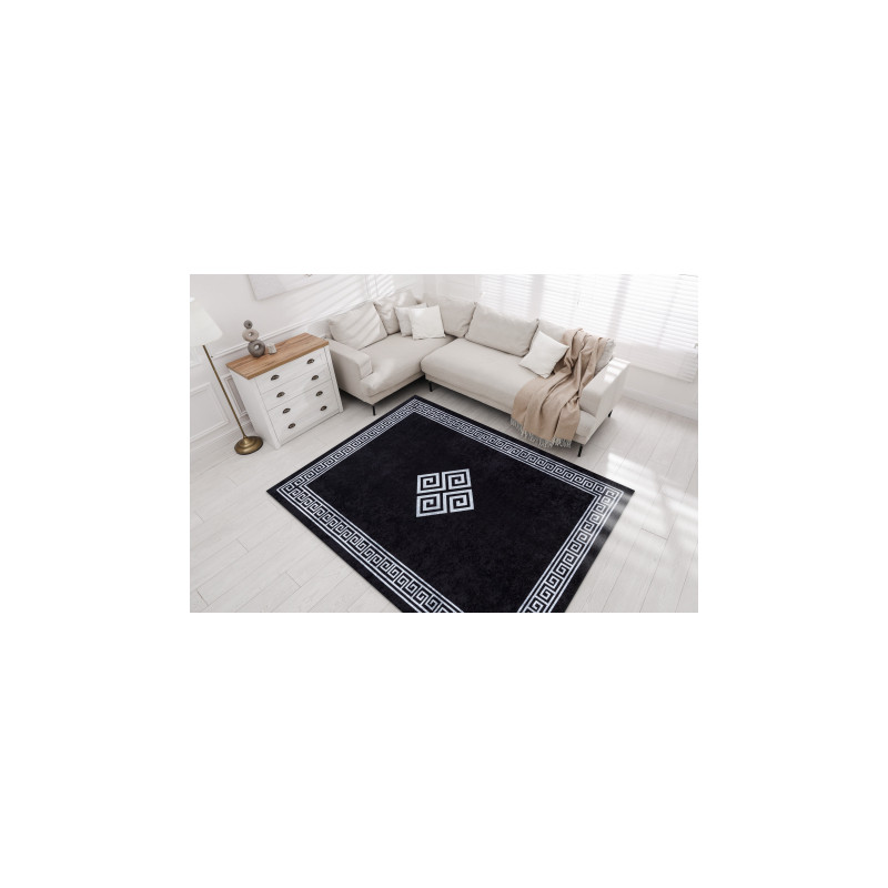 Dywan do prania MIRO 52071.804 Ramka, grecki antypoślizgowy - czarny / biały 160x220cm