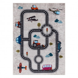 Dywan do prania JUNIOR 52242.801 Miasto, uliczki dla dzieci, antypoślizgowy - beż / czarny 80x150cm