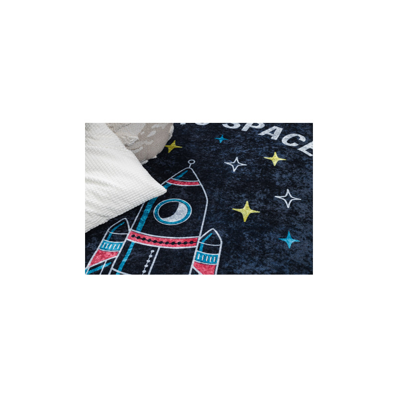 Dywan do prania JUNIOR 52069.801 Kosmos, rakieta dla dzieci, antypoślizgowy - czarny 120x170cm