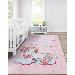 Dywan do prania JUNIOR 51855.804 Jednorożec, chmurki dla dzieci, antypoślizgowy - różowy 160x220cm Dywan do prania JUNIOR 51855.804 Jednorożec, chmurki dla dzieci, antypoślizgowy - różowy 160x220cm