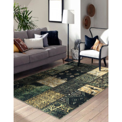 Dywan ANTIKA ancient olive, nowoczesny patchwork, grecki do prania - zielony 80x150cm