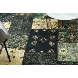 Dywan ANTIKA ancient olive, nowoczesny patchwork, grecki do prania - zielony 80x150cm