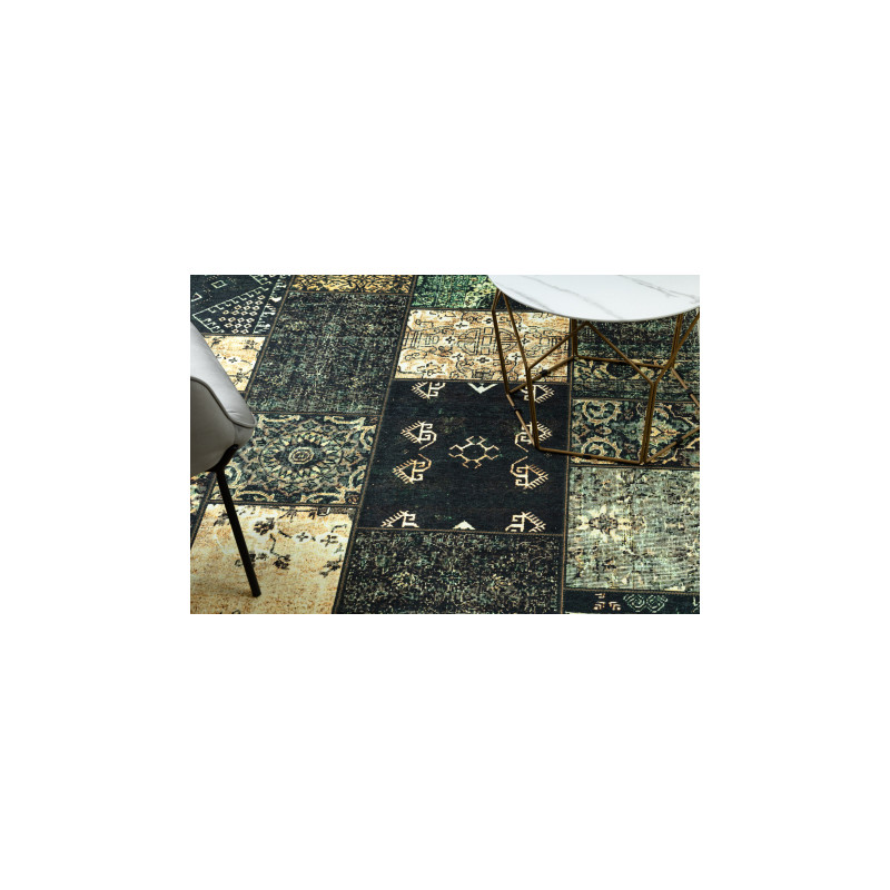 Dywan ANTIKA ancient olive, nowoczesny patchwork, grecki do prania - zielony 80x150cm