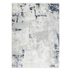 Dywan DUKE 51378 krem / niebieski - Beton, kamień strukturalny, bardzo miękki, frędzle  140x190cm