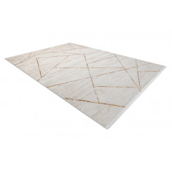 Dywan DUKE 51557 krem / złoty - Geometryczny, strukturalny, bardzo miękki, frędzle 200x290cm