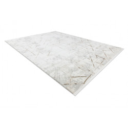 Dywan DUKE 51393 krem / złoty - Geometryczny, vintage strukturalny, bardzo miękki, frędzle 120x170cm