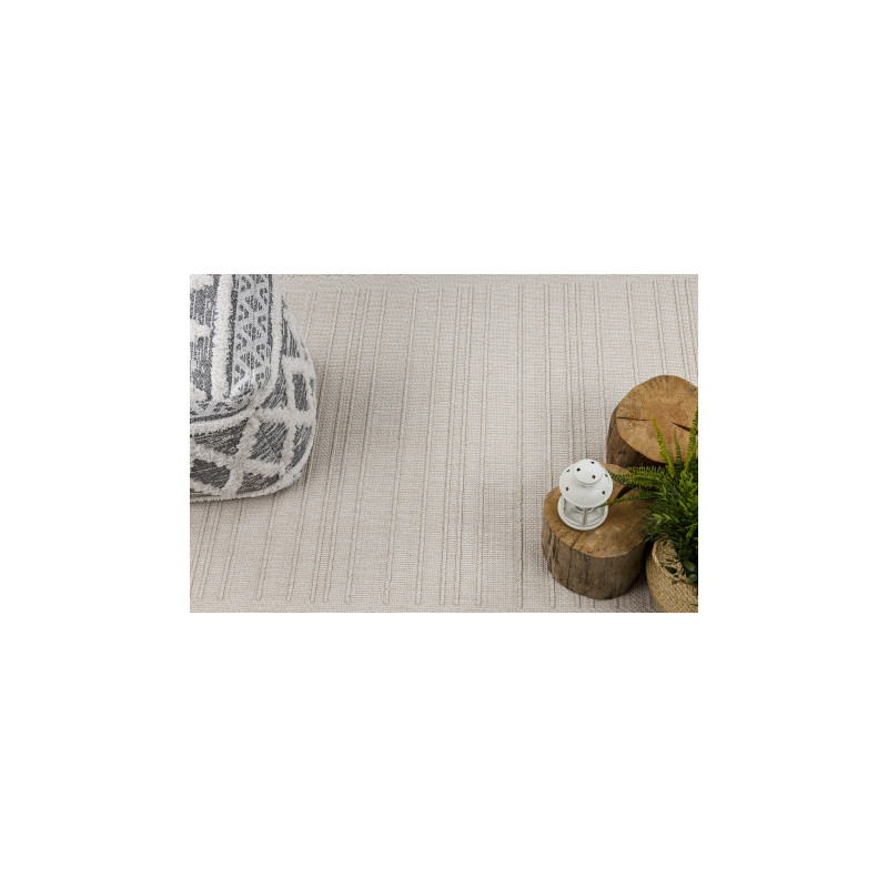 Dywan JERSEY 19241 krem - Ramka, linie pętelkowy, strukturalny BOHO 180x270cm