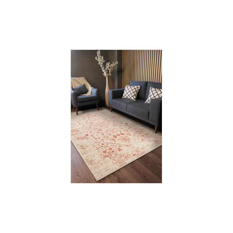 Dywan LEGEND 468 01 GB100 wełniany OSTA - Rozeta, ramka eskluzywny krem / czerwony 200x300cm
