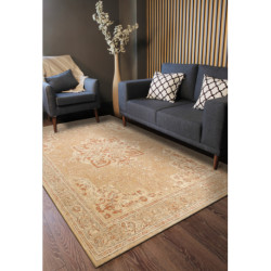 Dywan LEGEND 468 03 GB700 wełniany OSTA - Rozeta, ramka eskluzywny beż / czerwony 240x305cm