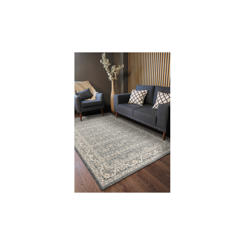 Dywan LEGEND 468 12 GB501 wełniany OSTA - Kwiaty, ramka eskluzywny szary / beż 160x230cm