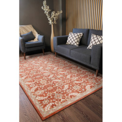 Dywan LEGEND 468 16 GB301 wełniany OSTA - Kwiaty, ramka eskluzywny beż / czerwony 160x230cm