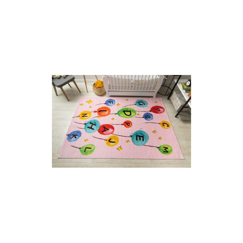 Dywan PLAY Balony litery abecadło G3548-3 róż antypoślizgowy 160x215cm