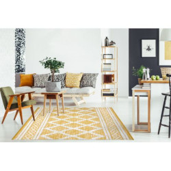 Dywan MOROC Romby 22297 Ekologiczny, EKO SIZAL frędzle - dwa poziomy runa żółty / krem, dywan z bawełny recyklingowanej 78x150cm