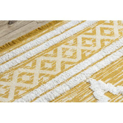 Dywan MOROC Romby 22297 Ekologiczny, EKO SIZAL frędzle - dwa poziomy runa żółty / krem, dywan z bawełny recyklingowanej 78x150cm