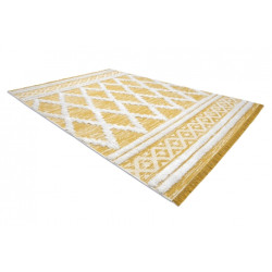 Dywan MOROC Romby 22297 Ekologiczny, EKO SIZAL frędzle - dwa poziomy runa żółty / krem, dywan z bawełny recyklingowanej 117x170cm