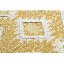 Dywan MOROC Romby 22312 Ekologiczny, EKO SIZAL frędzle - dwa poziomy runa żółty / krem, dywan z bawełny recyklingowanej 78x150cm