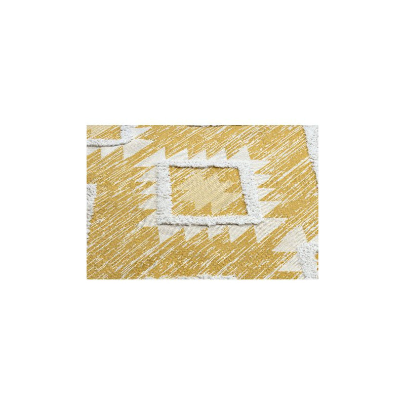 Dywan MOROC Romby 22312 Ekologiczny, EKO SIZAL frędzle - dwa poziomy runa żółty / krem, dywan z bawełny recyklingowanej 155x220cm
