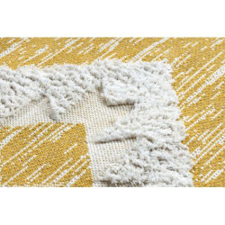 Dywan MOROC Romby 22312 Ekologiczny, EKO SIZAL frędzle - dwa poziomy runa żółty / krem, dywan z bawełny recyklingowanej 194x290cm