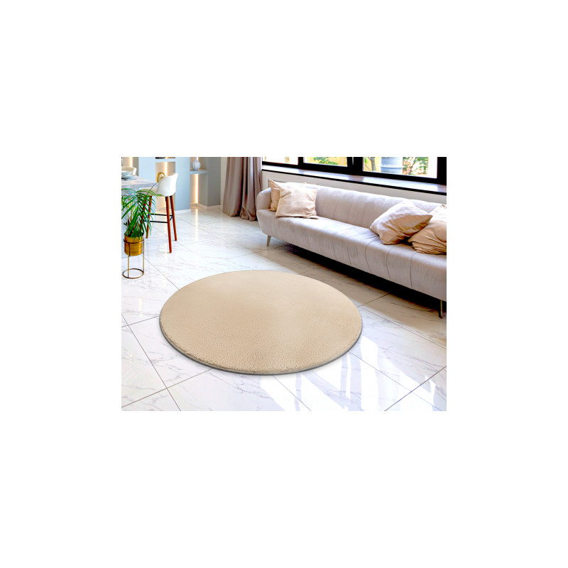 Dywan LINDO koło beż do prania, antypoślizgowy, Shaggy koło 60cm
