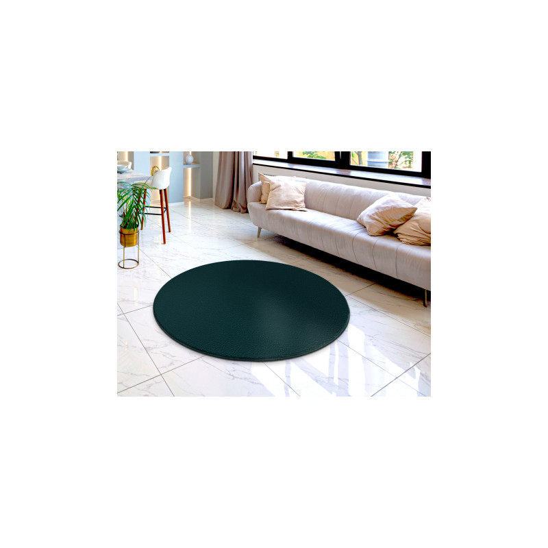 Dywan LINDO koło szmaragdowy, zielony do prania, antypoślizgowy, Shaggy koło 60cm