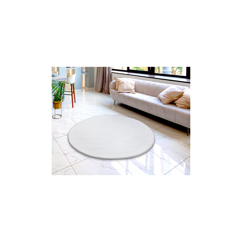 Dywan LINDO koło biały do prania, antypoślizgowy, Shaggy koło 80cm