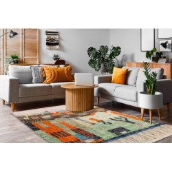 Dywan BERBER MR4296 Beni Mrirt berberyjski, ręcznie tkany z Maroka, Abstrakcja - zielony / pomarańczowy 110x150cm Dywan BERBER MR4296 Beni Mrirt berberyjski, ręcznie tkany z Maroka, Abstrakcja - zielony / pomarańczowy 110x150cm