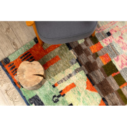 Dywan BERBER MR4296 Beni Mrirt berberyjski, ręcznie tkany z Maroka, Abstrakcja - zielony / pomarańczowy 110x150cm Dywan BERBER MR4296 Beni Mrirt berberyjski, ręcznie tkany z Maroka, Abstrakcja - zielony / pomarańczowy 110x150cm