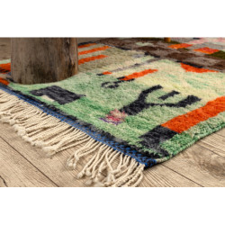 Dywan BERBER MR4296 Beni Mrirt berberyjski, ręcznie tkany z Maroka, Abstrakcja - zielony / pomarańczowy 110x150cm Dywan BERBER MR4296 Beni Mrirt berberyjski, ręcznie tkany z Maroka, Abstrakcja - zielony / pomarańczowy 110x150cm