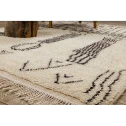 Dywan BERBER BJ1147 Boujaad berberyjski, ręcznie tkany z Maroka, Boho - beż / czarny EDIT 150x235cm