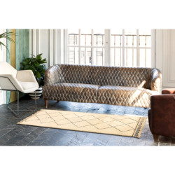Dywan BERBER MR2091 Beni Mrirt berberyjski, ręcznie tkany z Maroka, Romby - beż / czarny 100x255cm Dywan BERBER MR2091 Beni Mrirt berberyjski, ręcznie tkany z Maroka, Romby - beż / czarny 100x255cm