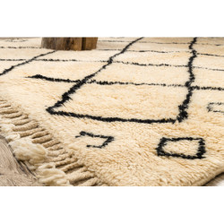 Dywan BERBER MR1652 Beni Mrirt berberyjski, ręcznie tkany z Maroka, Romby - beż / czarny 160x260cm