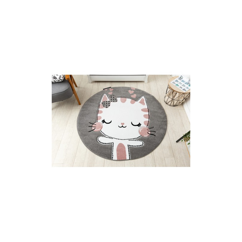 Dywan PETIT KITTY KOTEK koło szary koło 160cm Dywan PETIT KITTY KOTEK koło szary koło 160cm