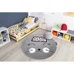 Dywan PETIT CAT KOTEK KORONA koło szary koło 160cm