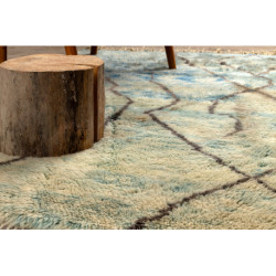 Dywan BERBER MR4270 Beni Mrirt berberyjski, ręcznie tkany z Maroka, Abstrakcja - beż / niebieski 120x185cm