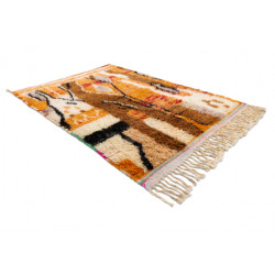 Dywan BERBER BJ1250 Boujaad berberyjski, ręcznie tkany z Maroka, Boho - beż / pomarańczowy 110x150cm