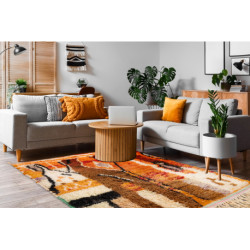Dywan BERBER BJ1250 Boujaad berberyjski, ręcznie tkany z Maroka, Boho - beż / pomarańczowy 110x150cm