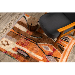 Dywan BERBER BJ1250 Boujaad berberyjski, ręcznie tkany z Maroka, Boho - beż / pomarańczowy 110x150cm