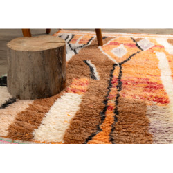 Dywan BERBER BJ1250 Boujaad berberyjski, ręcznie tkany z Maroka, Boho - beż / pomarańczowy 110x150cm