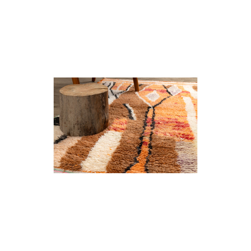 Dywan BERBER BJ1250 Boujaad berberyjski, ręcznie tkany z Maroka, Boho - beż / pomarańczowy 110x150cm