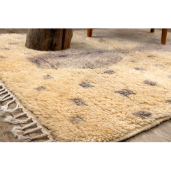 Dywan BERBER BJ1127 Boujaad berberyjski, ręcznie tkany z Maroka, Romby, kropki - beż / szary 140x190cm