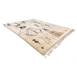 Dywan BERBER BJ1077 Boujaad berberyjski, ręcznie tkany z Maroka, Boho - beż / czarny 170x280cm