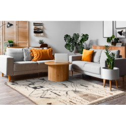 Dywan BERBER BJ1077 Boujaad berberyjski, ręcznie tkany z Maroka, Boho - beż / czarny 170x280cm