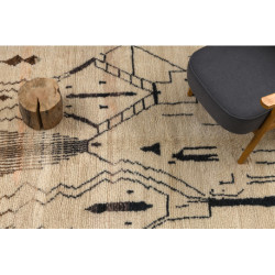 Dywan BERBER BJ1077 Boujaad berberyjski, ręcznie tkany z Maroka, Boho - beż / czarny 170x280cm