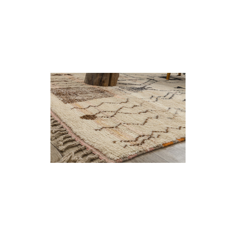 Dywan BERBER BJ1077 Boujaad berberyjski, ręcznie tkany z Maroka, Boho - beż / czarny 170x280cm