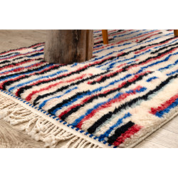 Dywan BERBER MR2139 Beni Mrirt berberyjski, ręcznie tkany z Maroka, Linie - beż / czerwony 115x180cm