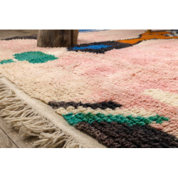 Dywan BERBER BJ1018 Boujaad berberyjski, ręcznie tkany z Maroka, Abstrakcja - różowy / niebieski 200x295cm Dywan BERBER BJ1018 Boujaad berberyjski, ręcznie tkany z Maroka, Abstrakcja - różowy / niebieski 200x295cm