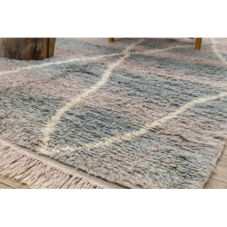 Dywan BERBER BJ1115 Boujaad berberyjski, ręcznie tkany z Maroka, Romby niebieski / szary 145x250cm