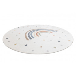 Dywan BONO 8302 koło Tęcza, serca kremowy / brązowy koło 120cm
