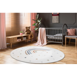 Dywan BONO 8302 koło Tęcza, serca kremowy / brązowy koło 200cm