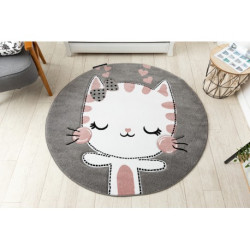 Dywan PETIT KITTY KOTEK koło szary koło 120cm